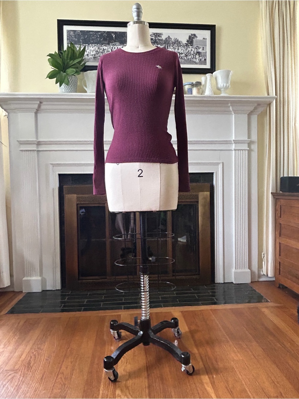Burgundy Abercrombie Kids 11/12 long sleeved with moose